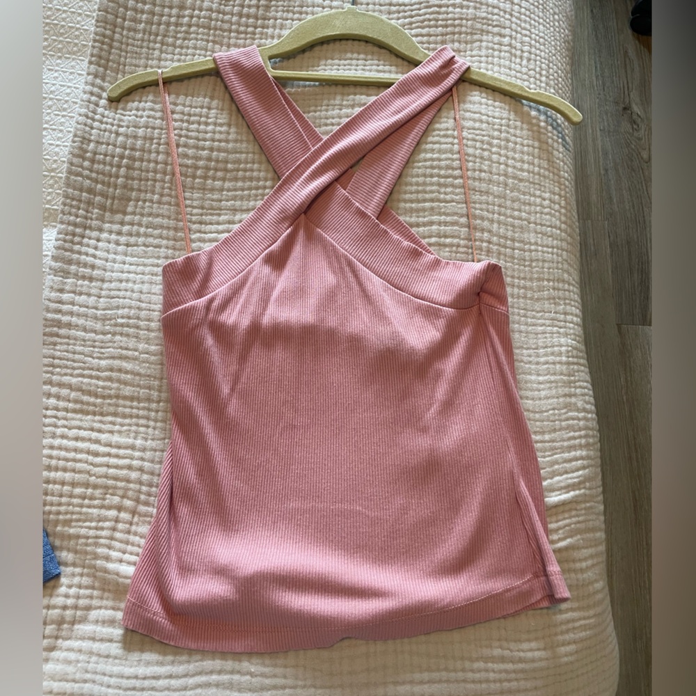 1. State Pink Ribbed Top
